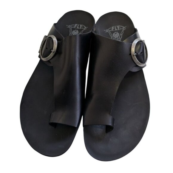 Fly London Mica758fly Bridle Black Leather Mica Flat Sandals Womens Size 8 EU 38 - Picture 3 of 6